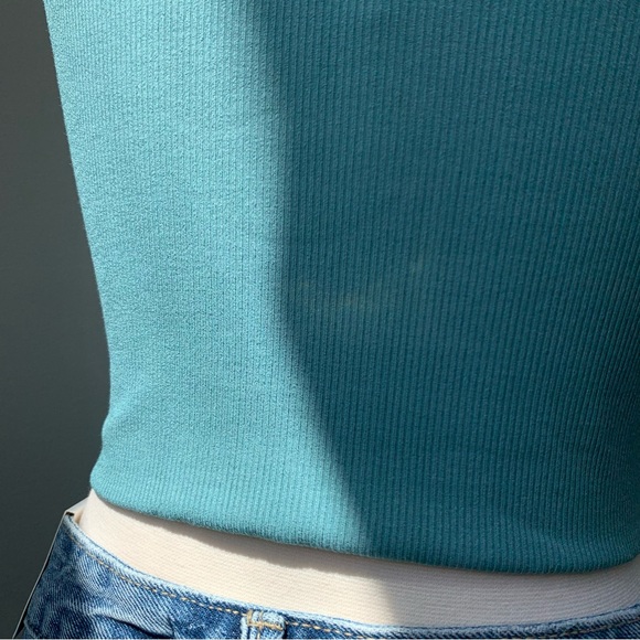 Round Neck Bungee Strap Tank Top - Dusty Jade - Picture 6 of 9